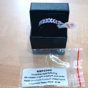 Amethyst and White Topaz Ring Lab Created Size 10 NWT